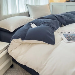 4-Piece Solid Color Brush Fabric Bedding Set – Duvet Cover & Pillowcases