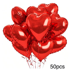 50-Pack 10" Red Heart-Shaped Valentine's Day Balloons