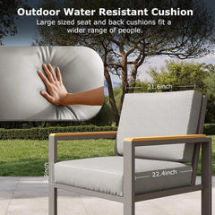 MBY 4-Piece Metal Outdoor Patio Conversation Set with Cushions