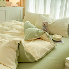 4-Piece Solid Color Brush Fabric Bedding Set – Duvet Cover & Pillowcases