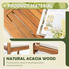 4-Piece Acacia Wood Outdoor Patio Conversation Set with Cushions