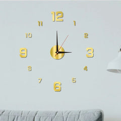 Large 3D DIY Silent Wall Clock – Black/Gold/Silver Modern Design