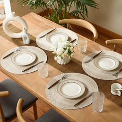 Set of 6 Round Braided Washable Placemats – 34cm Heat Resistant