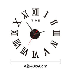 Large 3D DIY Silent Wall Clock – Black/Gold/Silver Modern Design