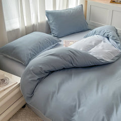 4-Piece Solid Color Brush Fabric Bedding Set – Duvet Cover & Pillowcases
