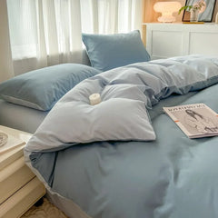 4-Piece Solid Color Brush Fabric Bedding Set – Duvet Cover & Pillowcases