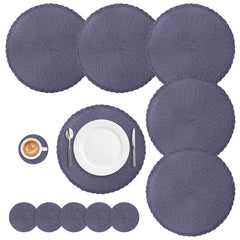 Set of 6 Round Braided Washable Placemats – 34cm Heat Resistant