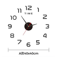 Large 3D DIY Silent Wall Clock – Black/Gold/Silver Modern Design