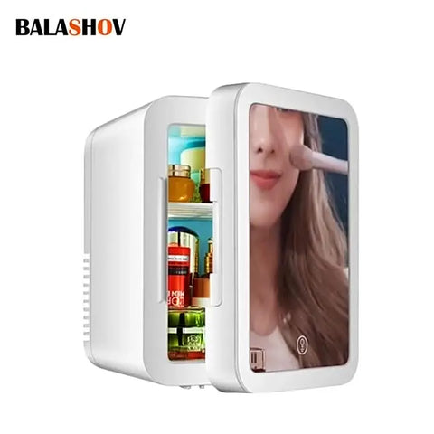 4L Mini Makeup Fridge with LED Light & Mirror – Portable Cosmetic Cooler