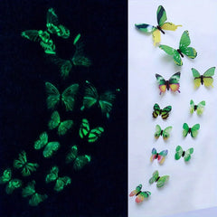 12-Piece 3D Luminous Butterfly Wall Stickers – Modern DIY Decor