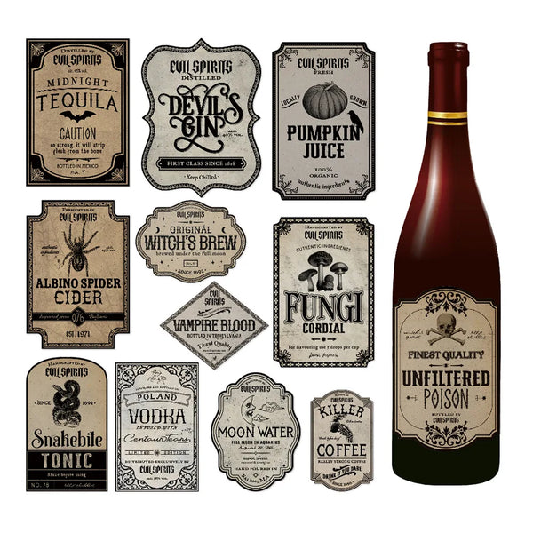 Halloween Bottle Stickers – Retro Ghost & Pumpkin Patterns