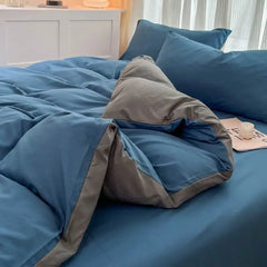 4-Piece Solid Color Brush Fabric Bedding Set – Duvet Cover & Pillowcases
