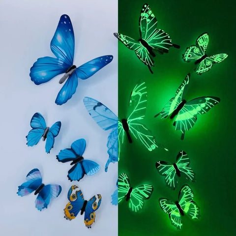 12-Piece 3D Luminous Butterfly Wall Stickers – Modern DIY Decor