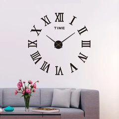 Large 3D DIY Silent Wall Clock – Black/Gold/Silver Modern Design