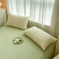 4-Piece Solid Color Brush Fabric Bedding Set – Duvet Cover & Pillowcases