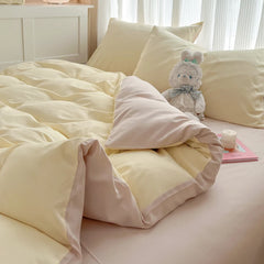 4-Piece Solid Color Brush Fabric Bedding Set – Duvet Cover & Pillowcases