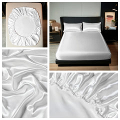 Kuup 3-Piece Satin Polyester Bedding Set with Elastic Fitted Sheet – King Size