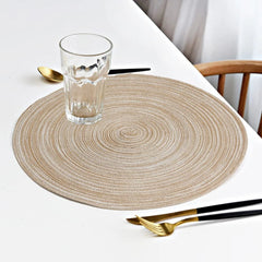 Set of 6 Round Braided Washable Placemats – 34cm Heat Resistant