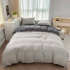 4-Piece Solid Color Brush Fabric Bedding Set – Duvet Cover & Pillowcases