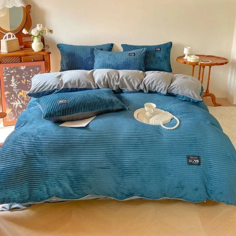 Thick Velvet Winter Duvet Cover – Solid Color Soft Quilt Cover
