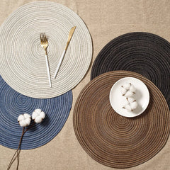 Set of 6 Round Braided Washable Placemats – 34cm Heat Resistant