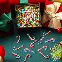 Mini Red & White Resin Candy Cane Christmas Pendants