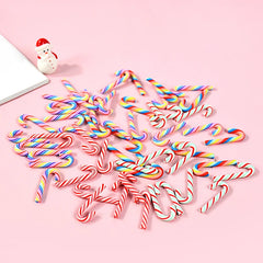 Mini Red & White Resin Candy Cane Christmas Pendants