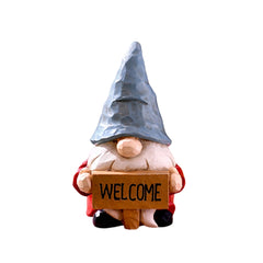 Christmas Elf Figurine with Festive Welcome Sign – Faceless Dwarf Statue