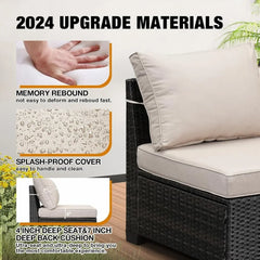 5-Piece All-Weather Wicker Patio Sectional Sofa Set with Cushions