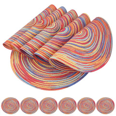 Set of 6 Round Braided Washable Placemats – 34cm Heat Resistant