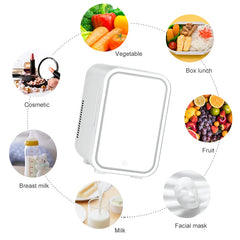 4L Mini Makeup Fridge with LED Light & Mirror – Portable Cosmetic Cooler