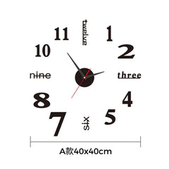 Large 3D DIY Silent Wall Clock – Black/Gold/Silver Modern Design