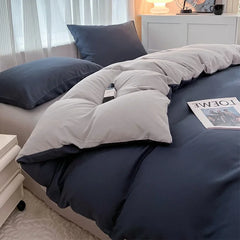 4-Piece Solid Color Brush Fabric Bedding Set – Duvet Cover & Pillowcases