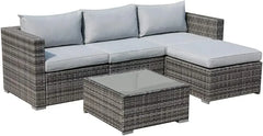 5-Piece Outdoor Patio Wicker Sectional Set with Cushions