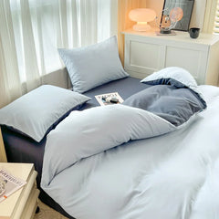 4-Piece Solid Color Brush Fabric Bedding Set – Duvet Cover & Pillowcases