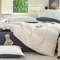 4-Piece Solid Color Brush Fabric Bedding Set – Duvet Cover & Pillowcases