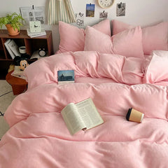 Winter Milk Fleece 4-Piece Flannel Bedding Set