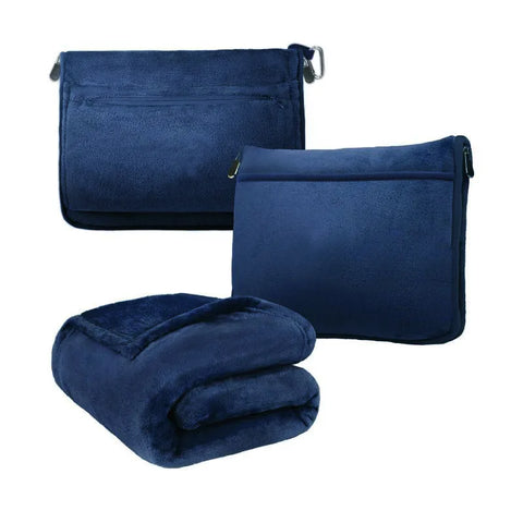 2-in-1 Throw Pillow & Travel Blanket – Portable Coral Fleece