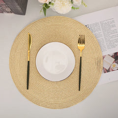 Set of 6 Round Braided Washable Placemats – 34cm Heat Resistant