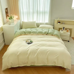 4-Piece Solid Color Brush Fabric Bedding Set – Duvet Cover & Pillowcases