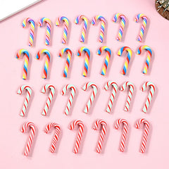 Mini Red & White Resin Candy Cane Christmas Pendants