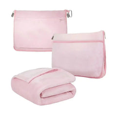 2-in-1 Throw Pillow & Travel Blanket – Portable Coral Fleece