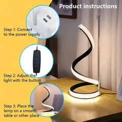 2025 LED Modern Deformable Spiral Bedside Table Lamp