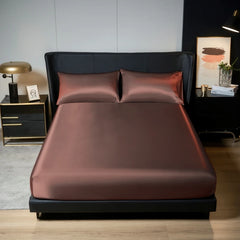 Kuup 3-Piece Satin Polyester Bedding Set with Elastic Fitted Sheet – King Size