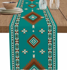 Boho American Indian Style Linen Table Runner – Reusable Decor