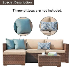 5-Piece Outdoor Patio Wicker Sectional Set with Cushions