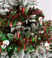 6.6FT Metallic Twist Christmas Tinsel Garland with Santa & Gingerbread