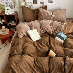 Winter Milk Fleece 4-Piece Flannel Bedding Set