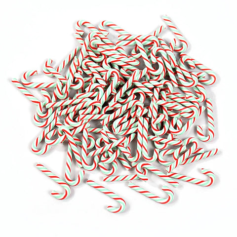 Mini Red & White Resin Candy Cane Christmas Pendants