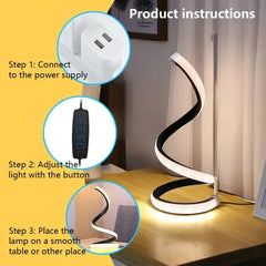 2025 LED Modern Deformable Spiral Bedside Table Lamp